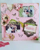 Cuadro de papeles decorados con adornos en relieve y hueco para foto, modelo tres